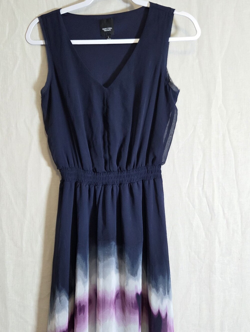 Simply Vera Vera Wang Sleeveless Navy and Purple Dip-Dye Maxi Dress